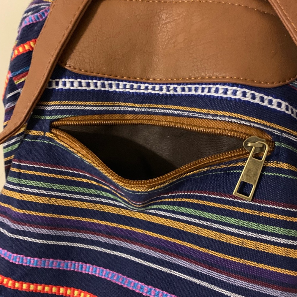 Multi Colored Striped/Pleather Backpack! - image 6